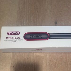 TYMO Ring Plus Ionic Hair Straightening Comb - Black and Pink